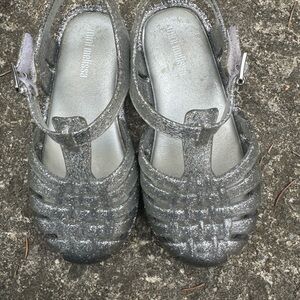 Mini Melissa Glittery Silver Kids Sandals